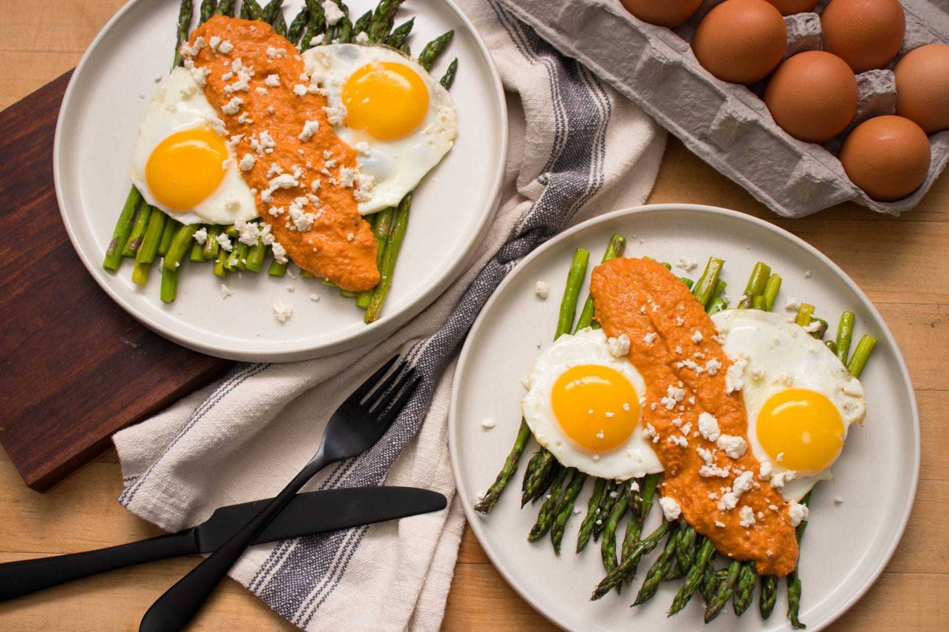 Roasted Asparagus with Homemade Olive Oil Romesco and Eggs