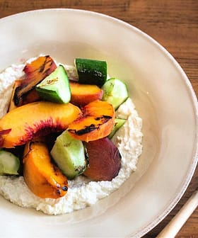 Grilled Peaches and Cucumbers with Ricotta