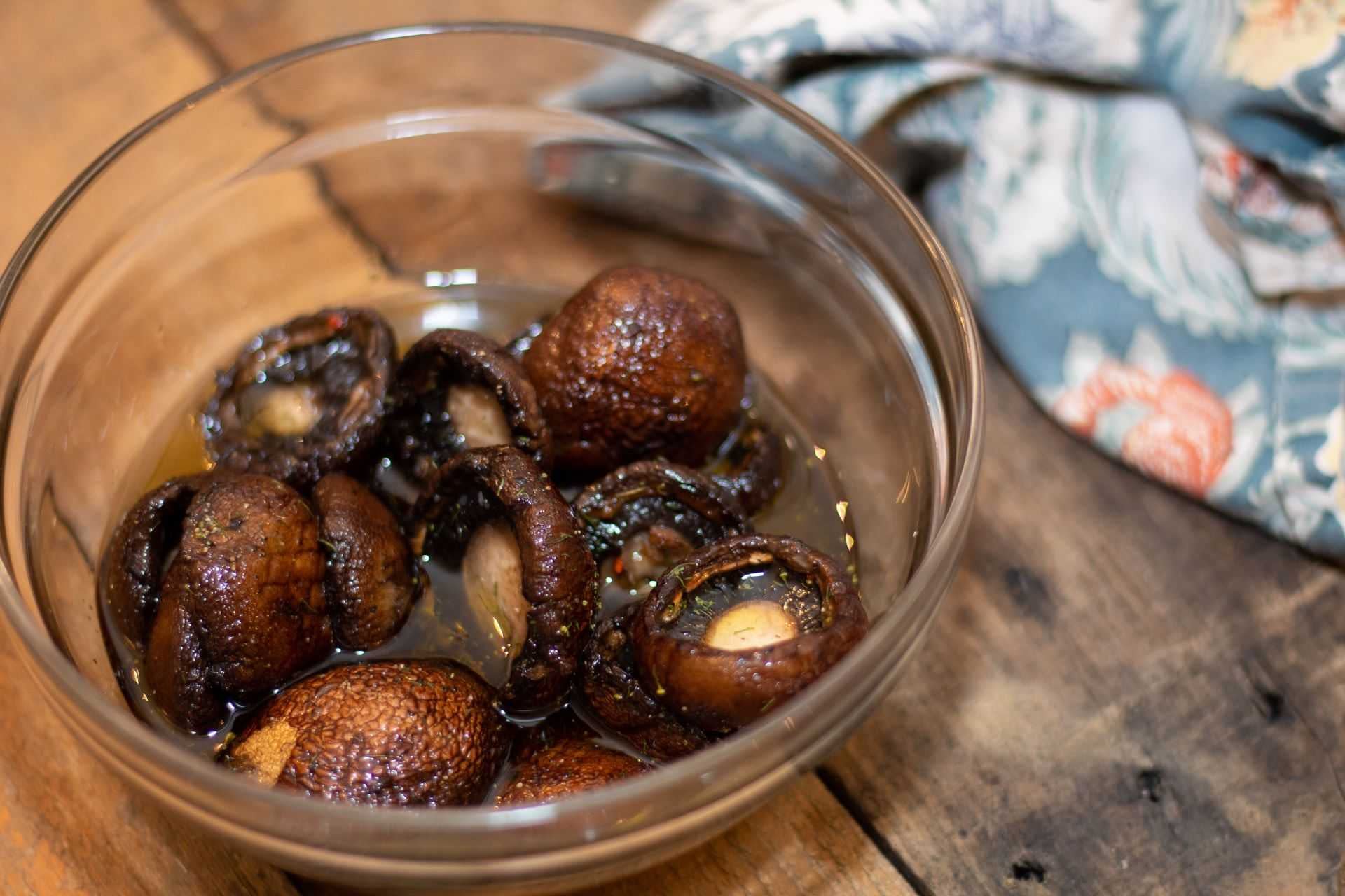 These delicious marinated cremini mushrooms make a great snack, or a side dish for your next