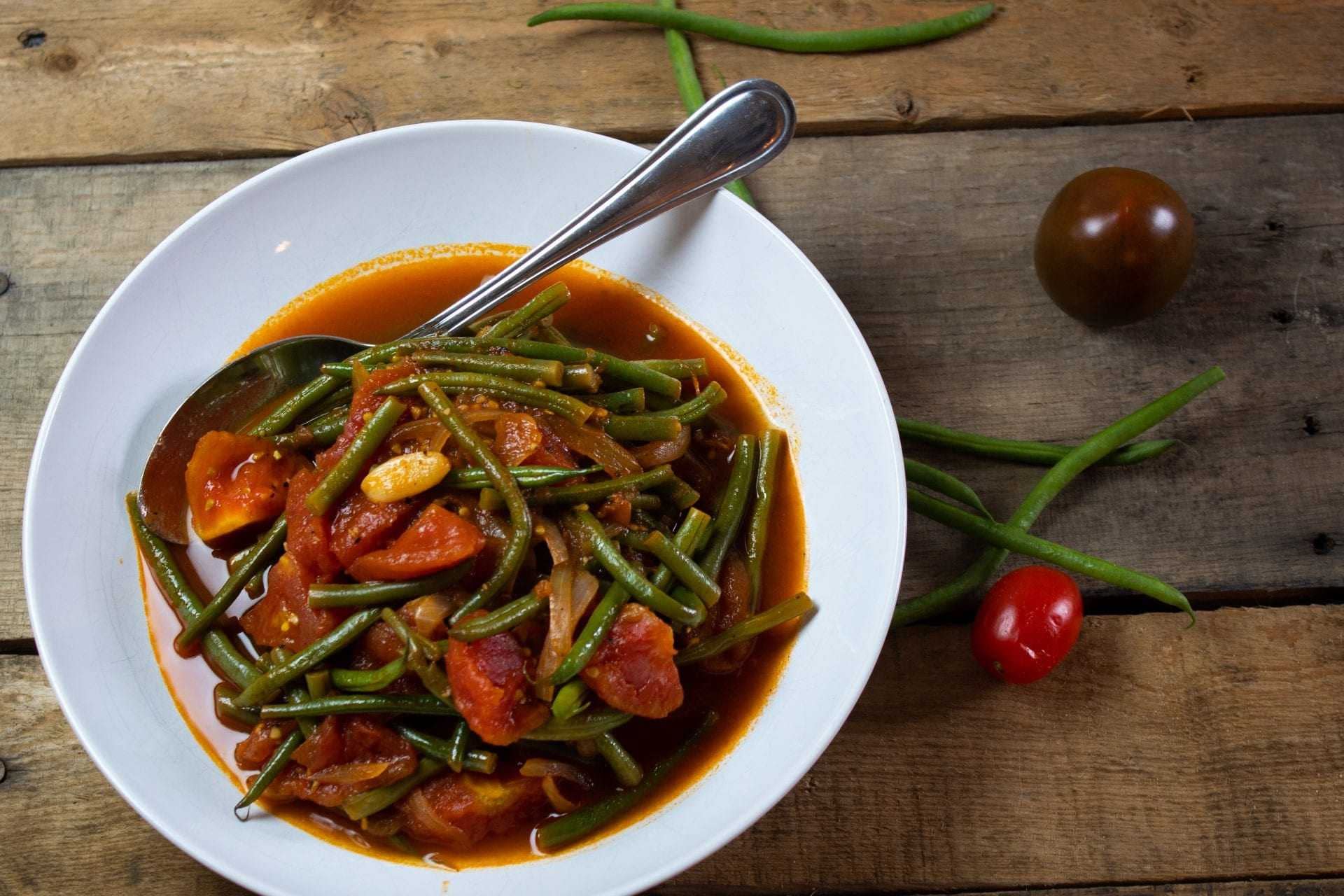 Stewed Green Beans and Heirloom Tomatoes