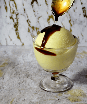 Olive Oil Ice Cream with Caramelized Dates