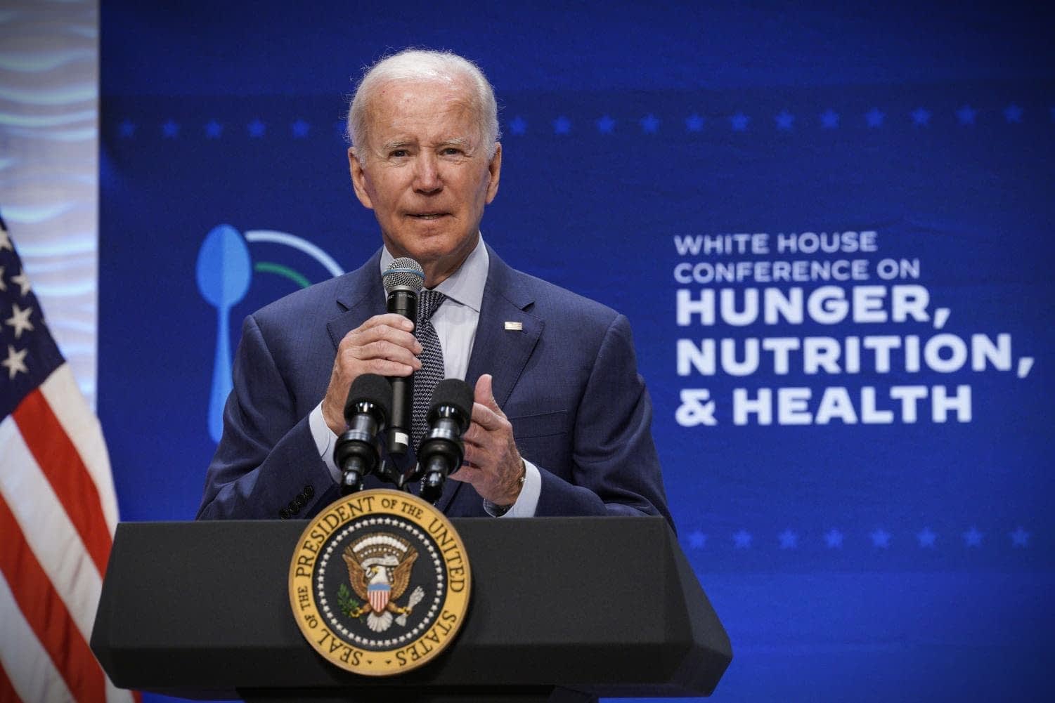 Joe Biden speaking at a podium during the White House Conference on Hunger, Nutrition, and Health event. - Olive Oil Times