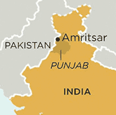 Map showing the Punjab region in India, highlighting Amritsar and its location near Pakistan. - Olive Oil Times