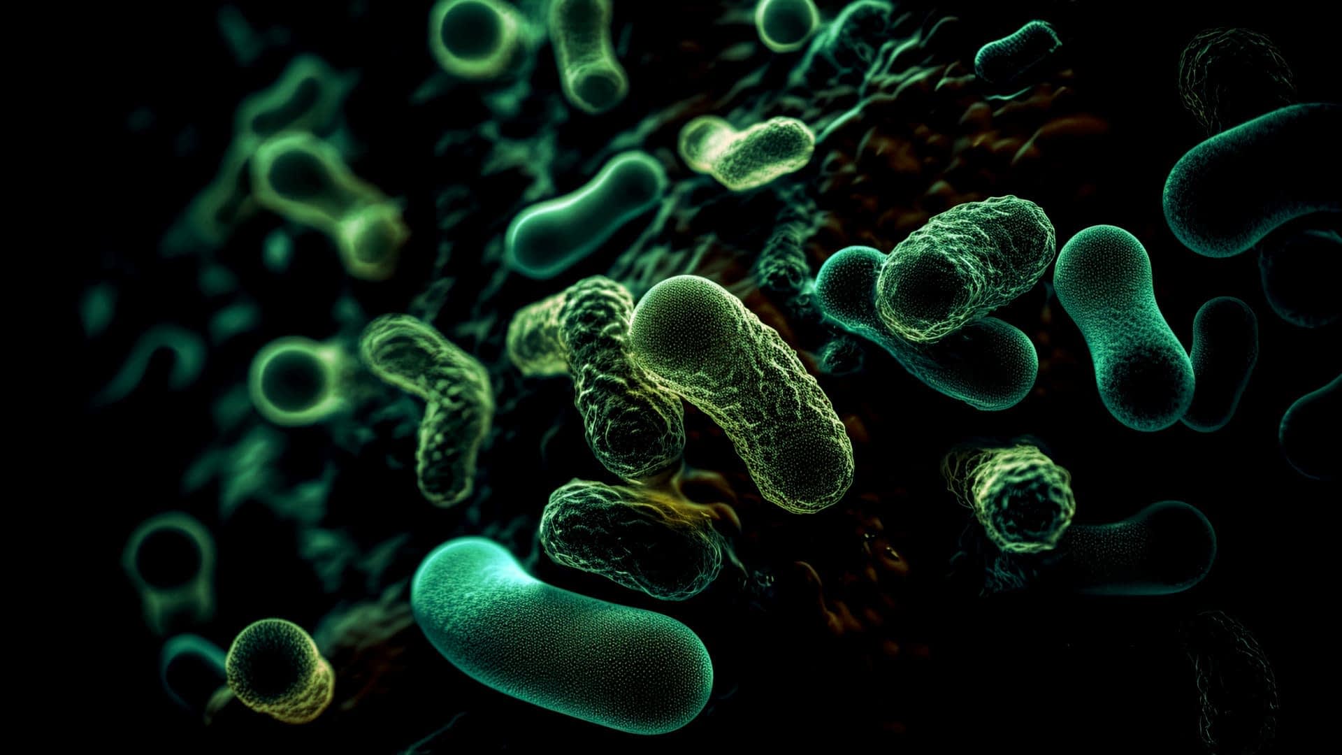 Microscopisch beeld van verschillende bacteriën, kleurrijk en gedetailleerd weergegeven. Olive Oil Times