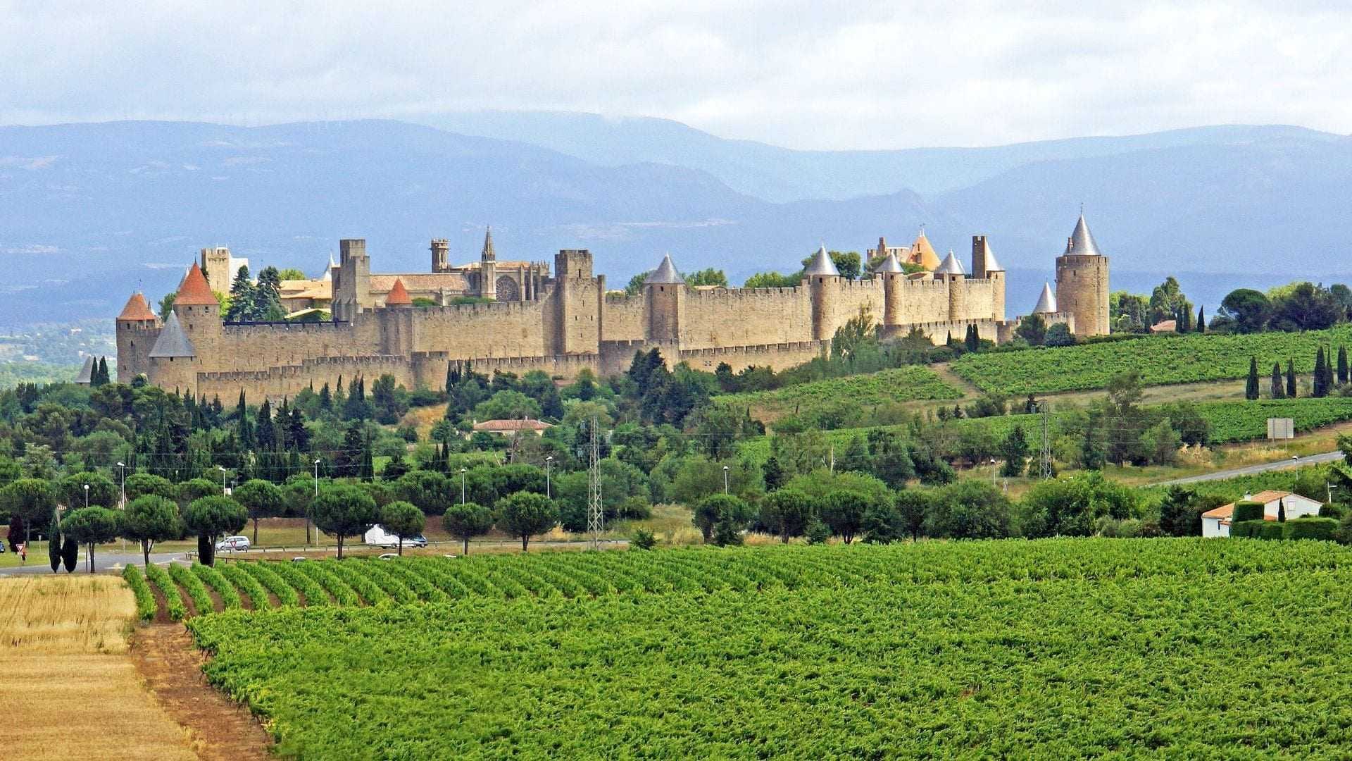 View of the medieval fortress of Carcassonne surrounded by greenery in France. - Olive Oil Times