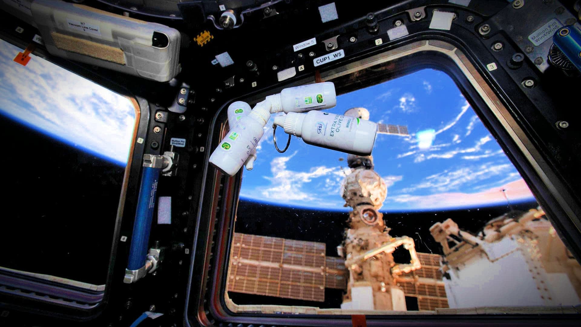 Inside the International Space Station showing a window view of Earth and space tools. - Olive Oil Times