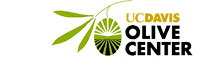 Logotip UC Davis Olive Center z oljčno vejico in stiliziranim motivom sonca. - Olive Oil Times