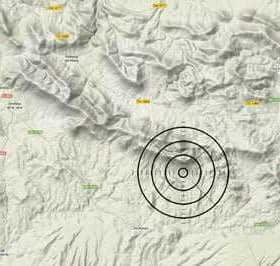 Topographic map displaying terrain features with concentric circles indicating seismic activity. - Olive Oil Times
