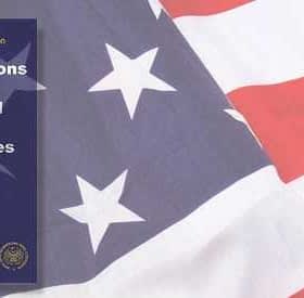 Couverture d'un rapport intitulé « Huile d'olive : conditions de concurrence entre les industries des fournisseurs américains et étrangers majeurs » avec un fond de drapeau américain. - Olive Oil Times