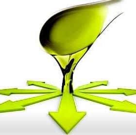 Graphic representation of olive oil pouring with arrows pointing in various directions. - Olive Oil Times