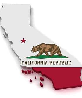 Outline of California state featuring the California Republic flag with a bear and a star. - Olive Oil Times