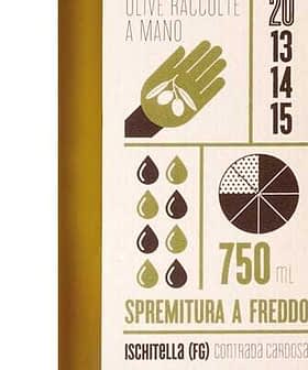 Label of an olive oil bottle featuring hand-harvested olives and production details. - Olive Oil Times