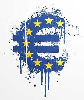 Graffiti art featuring the Euro symbol with blue background and yellow stars. - Olive Oil Times