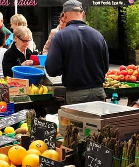 People shopping at an outdoor market with various fruits and vegetables displayed on tables. - Olive Oil Times