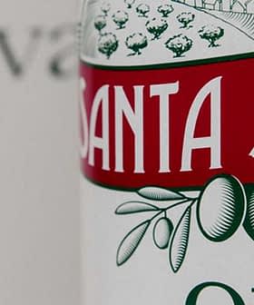 Label of Santa Sabina olive oil featuring olive illustrations and text. - Olive Oil Times