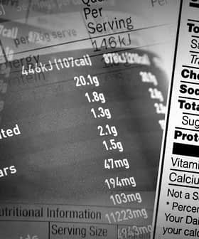 Collage of various nutritional information labels displaying serving sizes and nutrient values. - Olive Oil Times