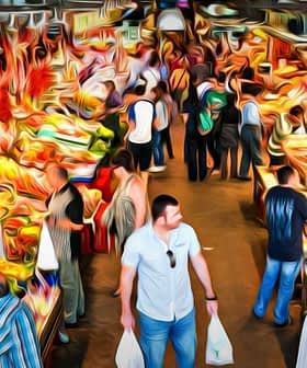 A vibrant market scene featuring various fruits, vegetables, and people shopping. - Olive Oil Times