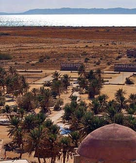 Aerial view of El Tur on the Sinai Peninsula featuring desert landscape and palm trees. - Olive Oil Times