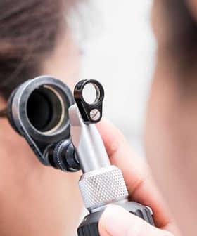 Healthcare professional examining a patient's ear with an otoscope in a clinical setting. - Olive Oil Times