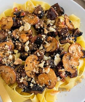 Mushroom Pappardelle with Pangritata