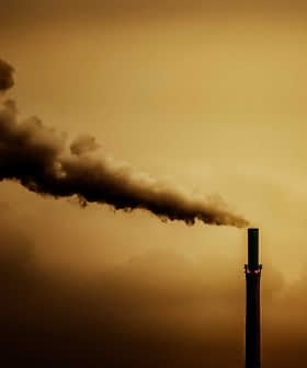Smoke billowing from the top of an industrial smokestack against a cloudy sky. - Olive Oil Times