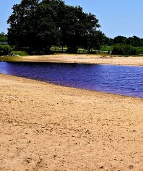 A small body of calm water bordered by a sandy area and sparse vegetation. - Olive Oil Times
