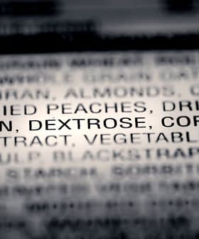 Close-up of an ingredient list on food packaging showing various components including dried fruits and glycerin. - Olive Oil Times