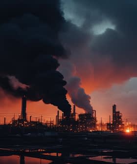 Oil refinery with smoke billowing from chimneys against a dark sky at dusk. - Olive Oil Times