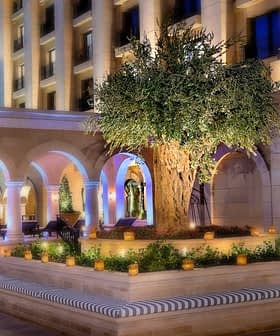 An olive tree surrounded by arches and soft lighting in a courtyard setting. - Olive Oil Times