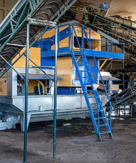 Industrial machinery used for processing olives in an olive oil production facility. - Olive Oil Times