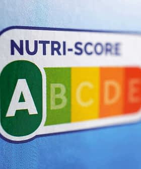 Etiqueta Nutri-Score que muestra las calificaciones A, B, C, D y E sobre un fondo azul. Olive Oil Times