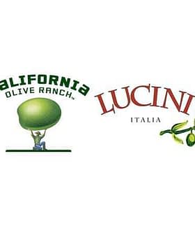 Die Logos von California Olive Ranch und Lucini Italia werden nebeneinander angezeigt. - Olive Oil Times