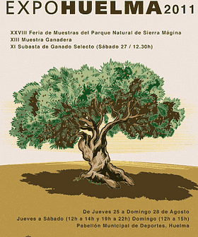 Plakat događaja za Expo Huelma 2011. sa stablom i detaljima događaja. - Olive Oil Times