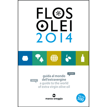 Cover of the Flos Olei 2014 guide featuring icons and text about extra virgin olive oil. - Olive Oil Times