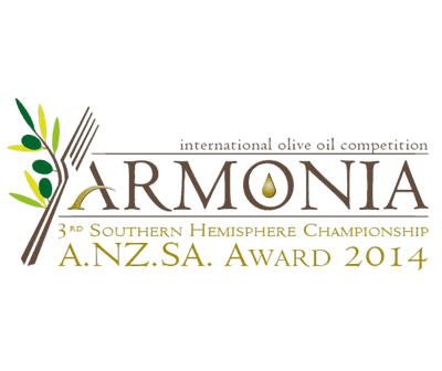 Logo for the Armonia International Olive Oil Competition featuring olive branches and a droplet. - Olive Oil Times
