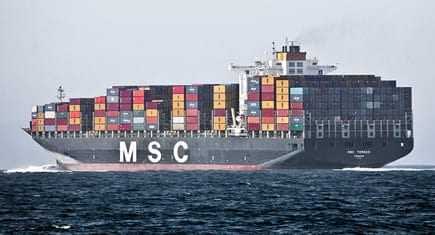 Large container ship named MSC carrying colorful shipping containers on the ocean. - Olive Oil Times