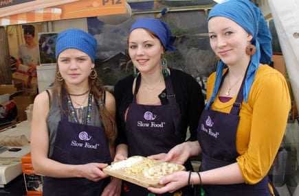 Local cheeses were sampled at the Slow Food 