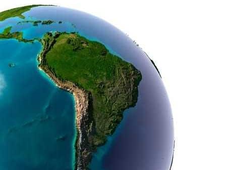 3D rendering of South America displayed on a globe with visible landforms and water. - Olive Oil Times