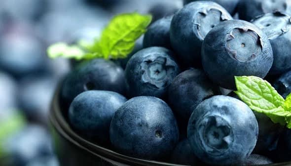 A close-up view of fresh blueberries in a bowl with mint leaves for garnish. - Olive Oil Times