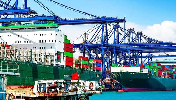 Two large container ships docked at a port with colorful shipping containers stacked on them. - Olive Oil Times