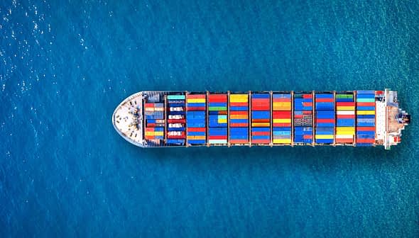 Cargo ship at sea
