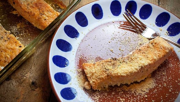 Broiled Salmon with Olive Oil and Parmesan