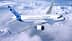 Airbus A320neo aircraft flying above the clouds with a blue and white livery. - Olive Oil Times