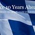 Flag of Greece with text 'Greece 10 Years Ahead' and subtitle about growth model and strategy. - Olive Oil Times