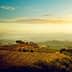 A scenic view of an olive grove landscape in Umbria, featuring rolling hills and a distant farmhouse. - Olive Oil Times