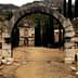 Archway with a stone structure visible in the background, surrounded by tall trees. - Olive Oil Times