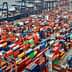 Aerial view of a busy port with numerous shipping containers and a cargo ship docked. - Olive Oil Times