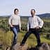A man and a woman standing on rocks in an olive grove with rolling hills in the background. - Olive Oil Times