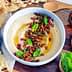 Olive Oil Hummus with Lamb Sausage, Mint & Pomegranate