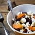 Roasted Beet Salad with Sweet Corn, Goat Cheese, and Pistachios